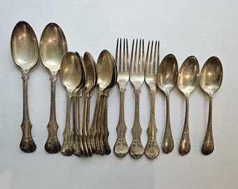 English Silver Plate Flatware Set of 17