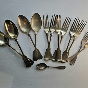 Antique Fiddle Pattern Silver Plate Flatware