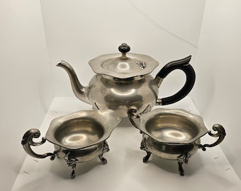 Vintage Reed & Barton Tea Set - Silver Plated Tea Pot, Sugar Bowl and Creamer