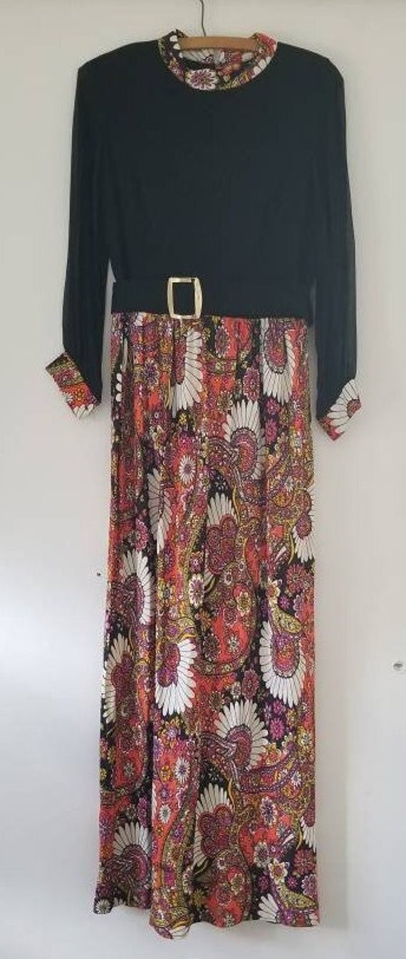 1970s Floral Maxi Dress - image 2