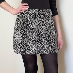 Vintage 90s leopard print fuzzy mini skirt