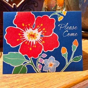 Vintage 1970s Hallmark floral invitation cards set of 7