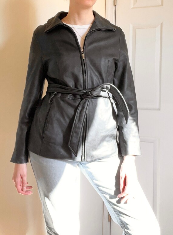 Incredibly Supple Vintage Onyx Belted Leather Jacket main image 0