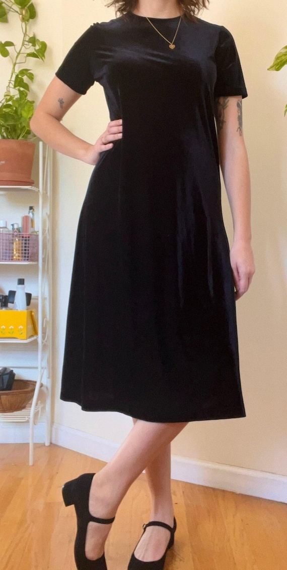 velvet t shirt dress black Black Velvet Mae Dress main image 1