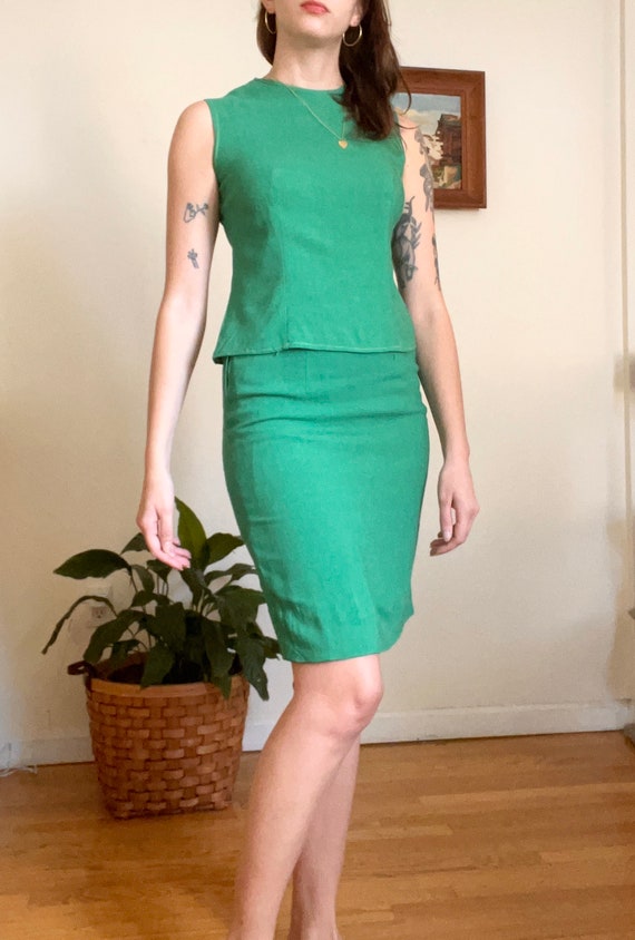 Vintage 60s green skirt and top set Gem