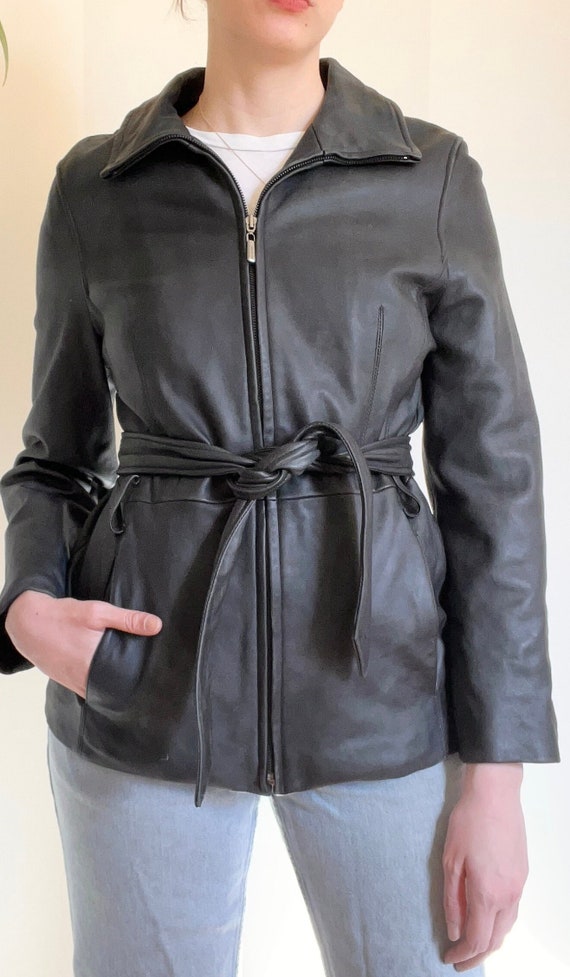 Vintage 90s belted leather jacket by London Fog