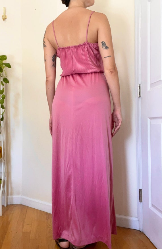 Vintage 70s pink pleated maxi dress - image 5
