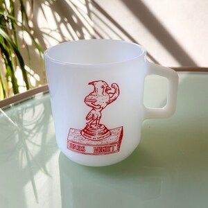 Vintage Mid Century Modern Milk Glass Local Minnesota Mascot Logo Mug
