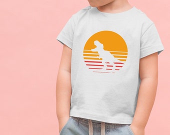 Dinosaur Tee Shirt, Jurassic Sunset Tee, Dino T Shirt, Graphic White Shirt, Toddler Tee Shirt, Modern Toddler Tee, Kid Unisex Shirt