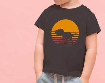 Dinosaur Tee Shirt, Jurassic Sunset Tee, Dino T Shirt, Graphic White Shirt, Toddler Tee Shirt, Modern Toddler Tee, Kid Unisex Shirt