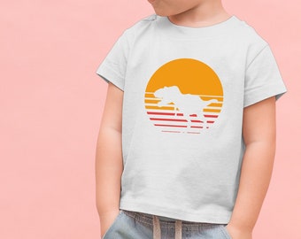 Dinosaur Tee Shirt, Jurassic Sunset Tee, Dino T Shirt, Graphic White Shirt, Toddler Tee Shirt, Modern Toddler Tee, Kid Unisex Shirt