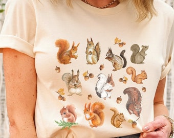 Squirrel T-Shirt, Cottagecore Shirt, Squirrel Acorn Shirt, Cute Fall Shirt, Cottage Core Clothing, Farmcore Aesthetic Tee, Cottagecore Gift