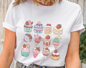 Ice Cream T-Shirt, Kawaii Ice Cream T-Shirt, Ice Cream Lovers Shirt, Ice Cream Tees, Ice Cream Lover, Summer Shirt, Cute Ice Cream T-Shirt