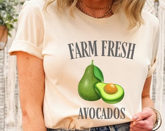 Farm Fresh Avocados T-Shirt, Cottagecore Clothing, Boho Clothing, Fruit Garden Shirt, Botanical Shirt, Aesthetic Clothes, Cottage Core Tee