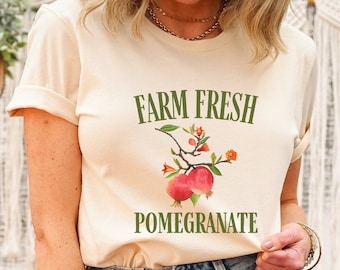 Farm Fresh Pomegranate Shirt, Cottagecore Clothing, Boho Clothing, Fruit Garden Shirt, Botanical Shirt, Aesthetic Clothes, Cottage Core Tee