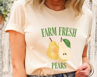 Farm Fresh Pears T-Shirt, Cottagecore Clothing, Boho Clothing, Fruit Garden Shirt, Botanical Shirt, Aesthetic Clothes, Cottage Core Shirt