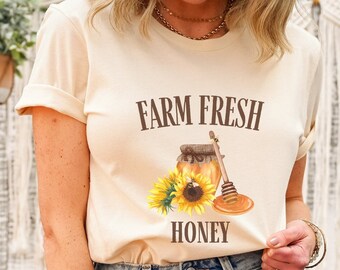 Farm Fresh Honey T-Shirt, Cottagecore Clothing, Boho Clothing, Fruit Garden Shirt, Botanical Shirt, Aesthetic Clothes, Cottage Core Shirt