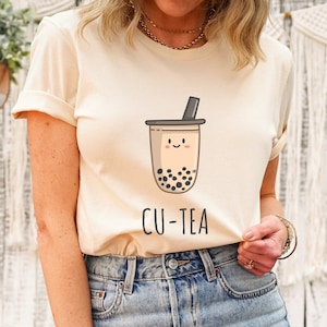 Boba Cu-tea T-Shirt, Cute Boba Tea Shirt, Bubble Tea Women&#39;s Shirt, Cu-tea Gift Shirt, Funny Boba Tea Shirt, Milk Tea Lover Shirt, Bubble T