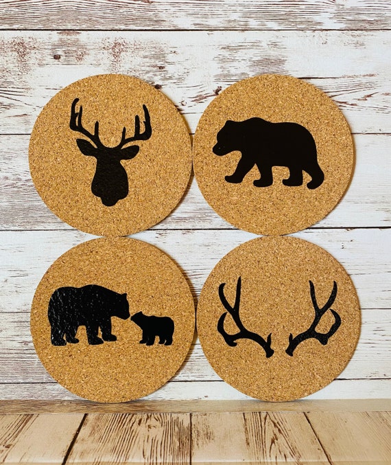 Wildlife Coaster Set Bear Coaster Set Deer Coaster Set | Etsy