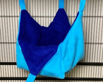 Open Environment Cube - Great for crabby gliders - Reversible, Light Blue/Royal Blue, sugar glider safe fleece