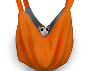 Open Environment Cube - Great for crabby gliders - Reversible, Orange/Gray, sugar glider safe fleece