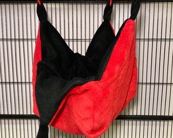 Open Environment Cube - Great for crabby gliders - Reversible, Red/Black, sugar glider safe fleece