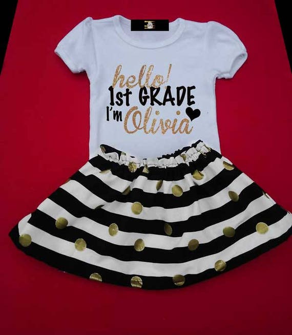 Hello 1st Grade Outfit My First Day Of First Grade T Shirt Etsy