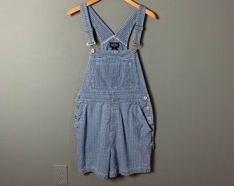 blue plaid overall dress