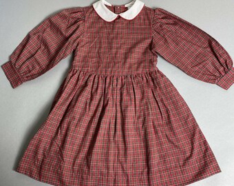 Vintage Basic Grace Girls Size 4 Classic Red Tartan Plaid Dress