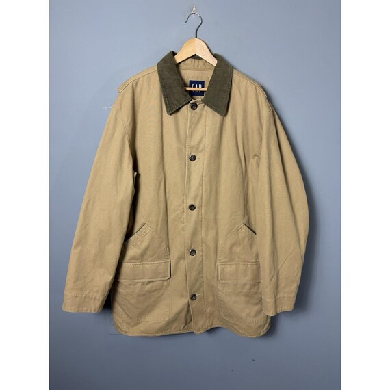 Vintage Gap Mens Size XXL Tan Barn Jacket With Corduroy Collar Y2K