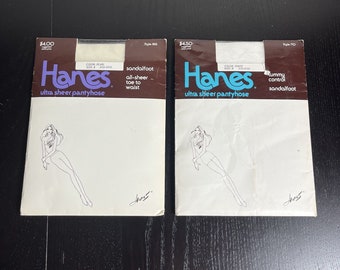 Vintage 80s Hanes Ultra Sheer Pantyhose Size B Pearl & White