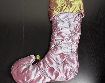 Vintage BOMBAY Company Large 31" Jester Christmas Stocking Purple Taffeta NEW