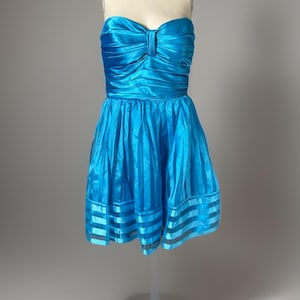 Vintage Y2K BETSEY JOHNSON Womens Size 6/Fits XS Bright Blue Satin Strapless Mini Dress