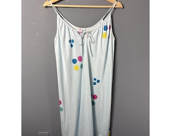 Camicia da notte vintage anni '70 ELIZABETH ARDEN da donna, taglia P (piccola), azzurra a pois