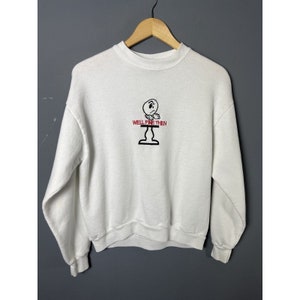 Vintage 90s Lee Adult Womens Size M White Crewneck Sweatshirt &#39;WELL FINE THEN&#39; 1990s