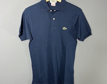 Vintage 80s Lacoste Izod Mens XS Navy Blue Cotton Knit Alligator Logo Polo Shirt Preppy 1980s