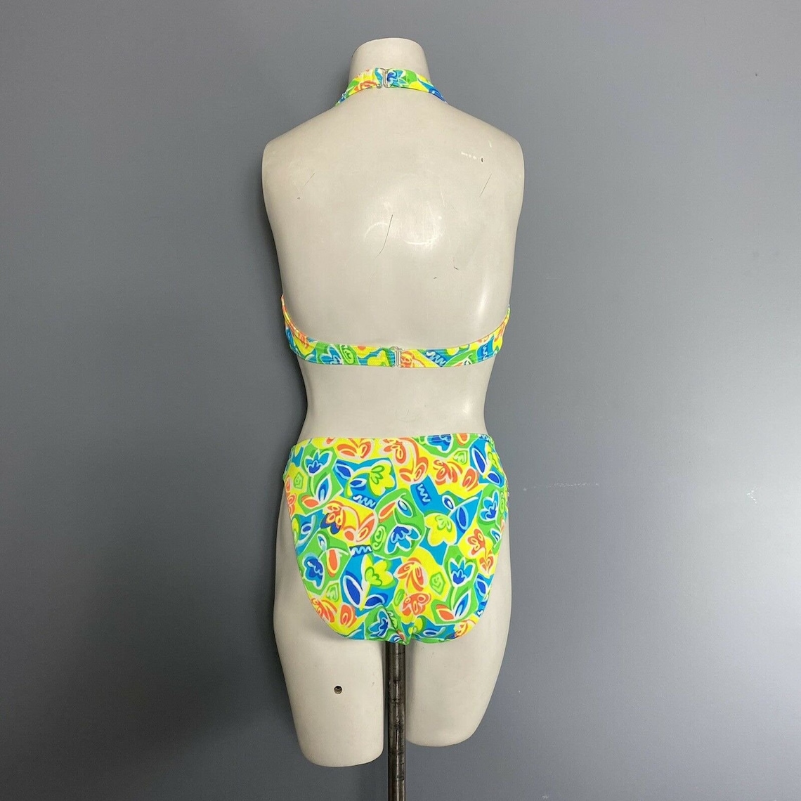 Vintage 90s Womens Neon Bikini Swimsuit Hi Cut Large Etsy