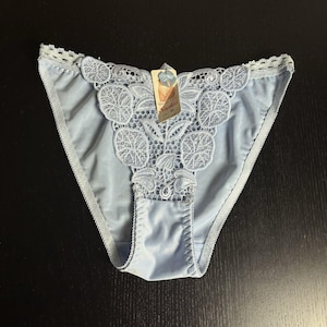 Vintage 80s SOPHIA Lady Brief Womens M Blue Hi-Cut Nylon String Bikini Panties 1980s NWT/Deadstock