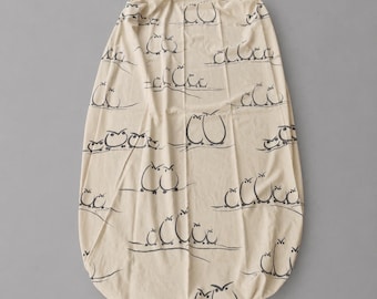 Lenzuolo con angoli elasticizzati vintage anni '70/1970 SPRINGMAID Alex West per letto singolo con stampa famiglia di gufi