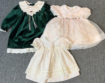 Vintage 90s Baby Girl 12M/24M Lot 3 Party Dresses Sylvia Whyte Jo Lene Good Lad