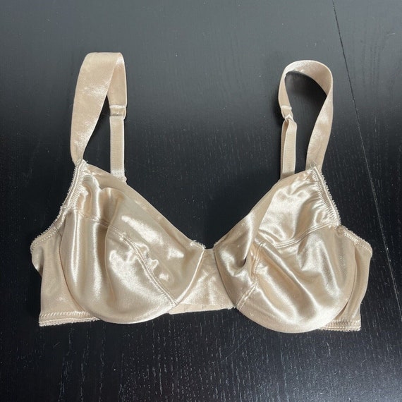 Vintage 90s Victoria's Secret 32C Bra Beige Second Skin Satin