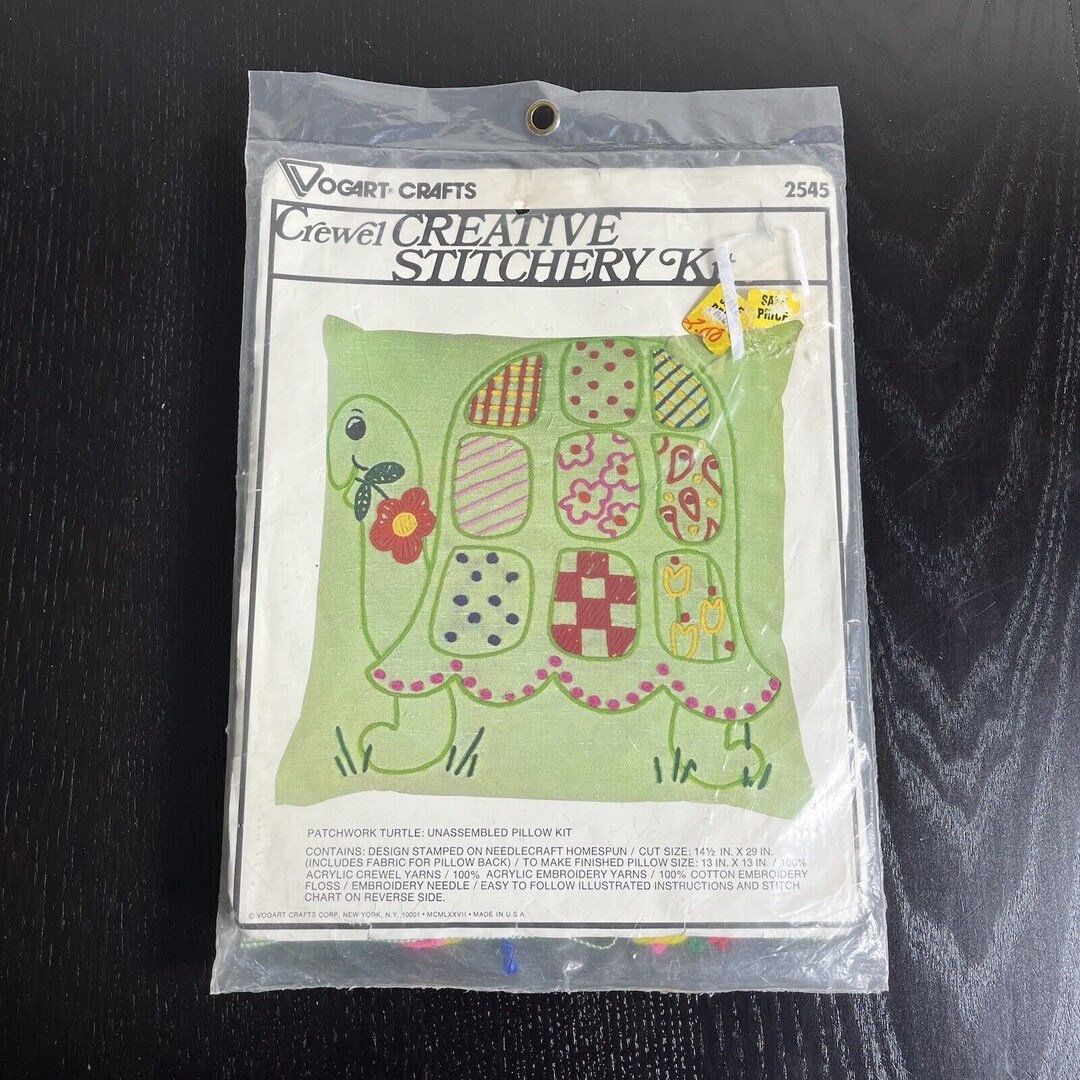 Vintage 70s Vogart Crafts Creative Stitchery Crewel Kit Turtle Etsy