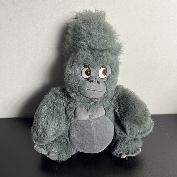 Vintage 90s Disney Store Tarzan TERK Gray 14" Gorilla Plush Stuffed Animal Toy Weighted Beanie Bottom 1990s