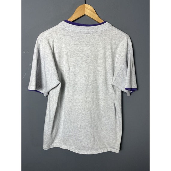 Vintage 90s Womens L/XL Gray & Purple T-Shirt wit… - image 7