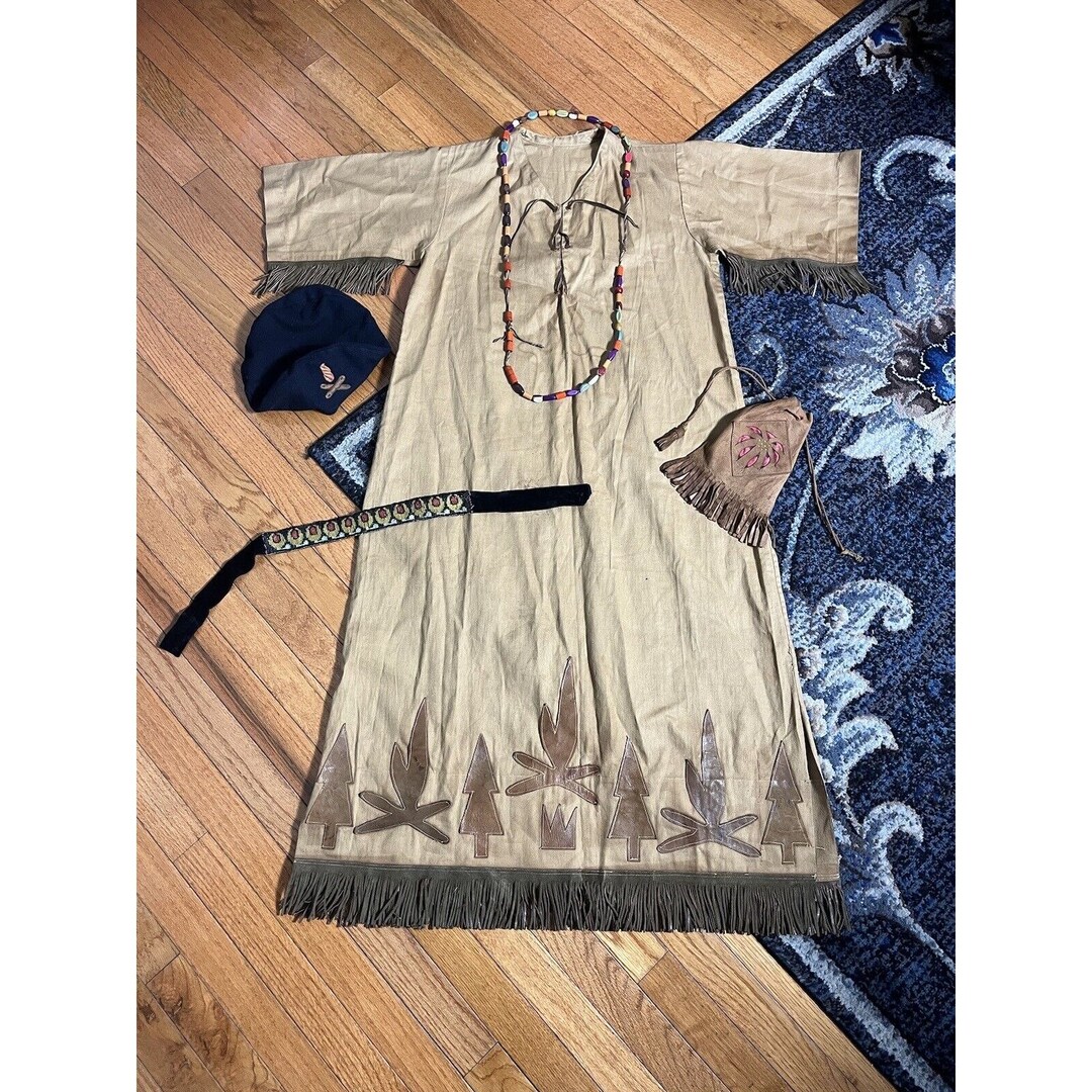 Vintage Campfire Girls Uniform Dress W/beret Hat & Accessories FLAWED