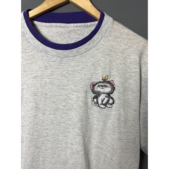 Vintage 90s Womens L/XL Gray & Purple T-Shirt wit… - image 2