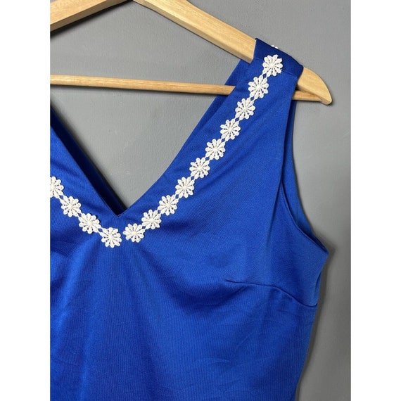 Vintage 60s/70s Womens XL/1X Bright Blue Polyeste… - image 2