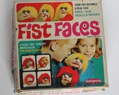 Vintage 1960s Remco Fist Faces Funny Face Toy Set w/4 Faces & Red Wig 1966 60s Kids Toys