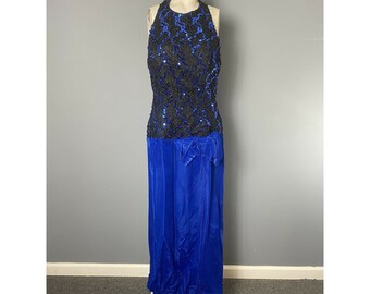 Scarlett New WT BLACK Royal Blue Sateen Dress Color Block size 6,8,10,12,14,16 