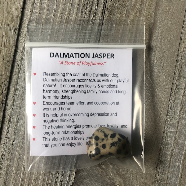 DALMATION JASPER crystal  w/ description card